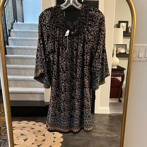 Floral Black Dress off the shoulder